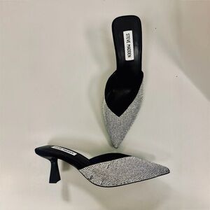 Steve Madden MOD rhinestone pointed toe mule pumps heels, women’s size 6
